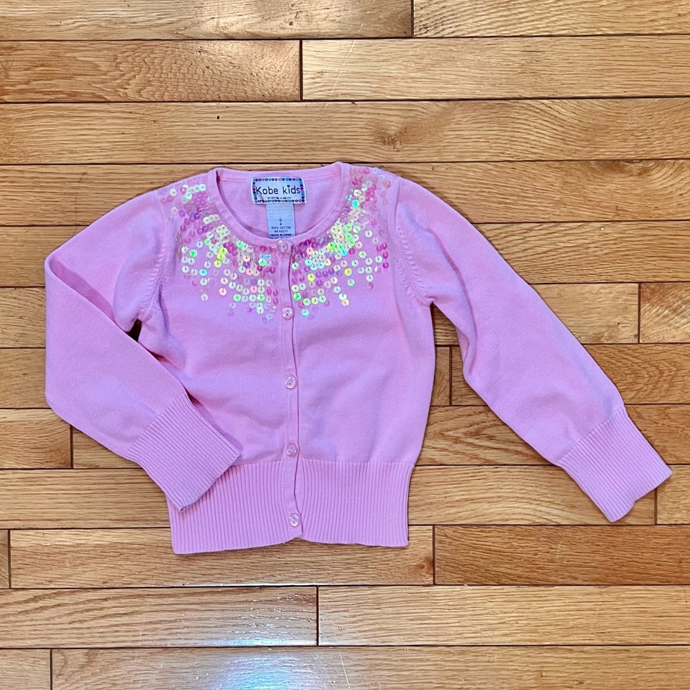💕Sz 4 pink button down sweater with sequins!!